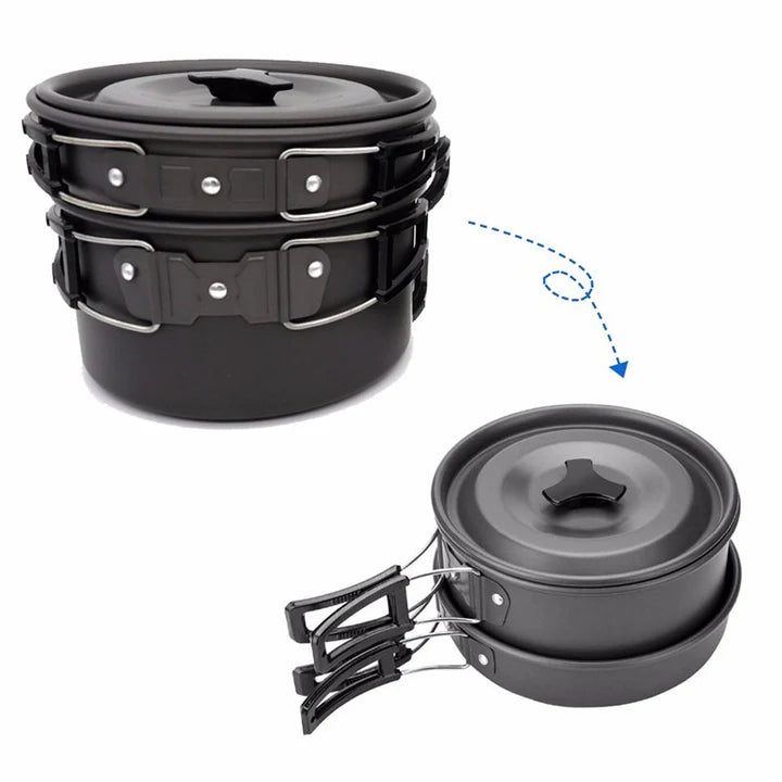 1 Set Outdoor Camping Cookware – Compact Cooking Made Easy